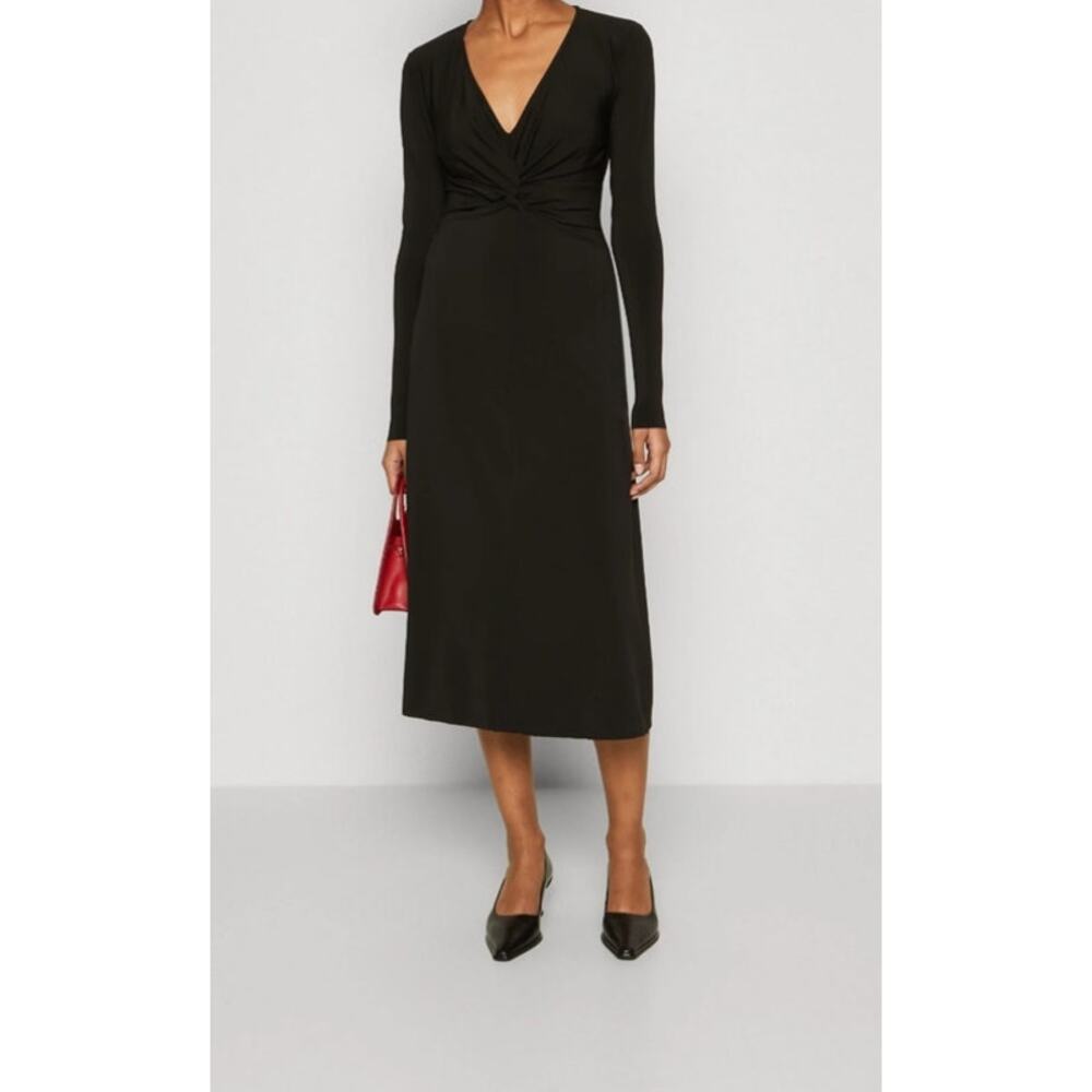 Day Birger et Mikkelson Shanon Dress XS Black Faux Wrap Stretch Knit Whimsygoth